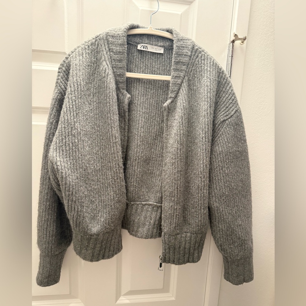 Zara Gray Knit Bomber